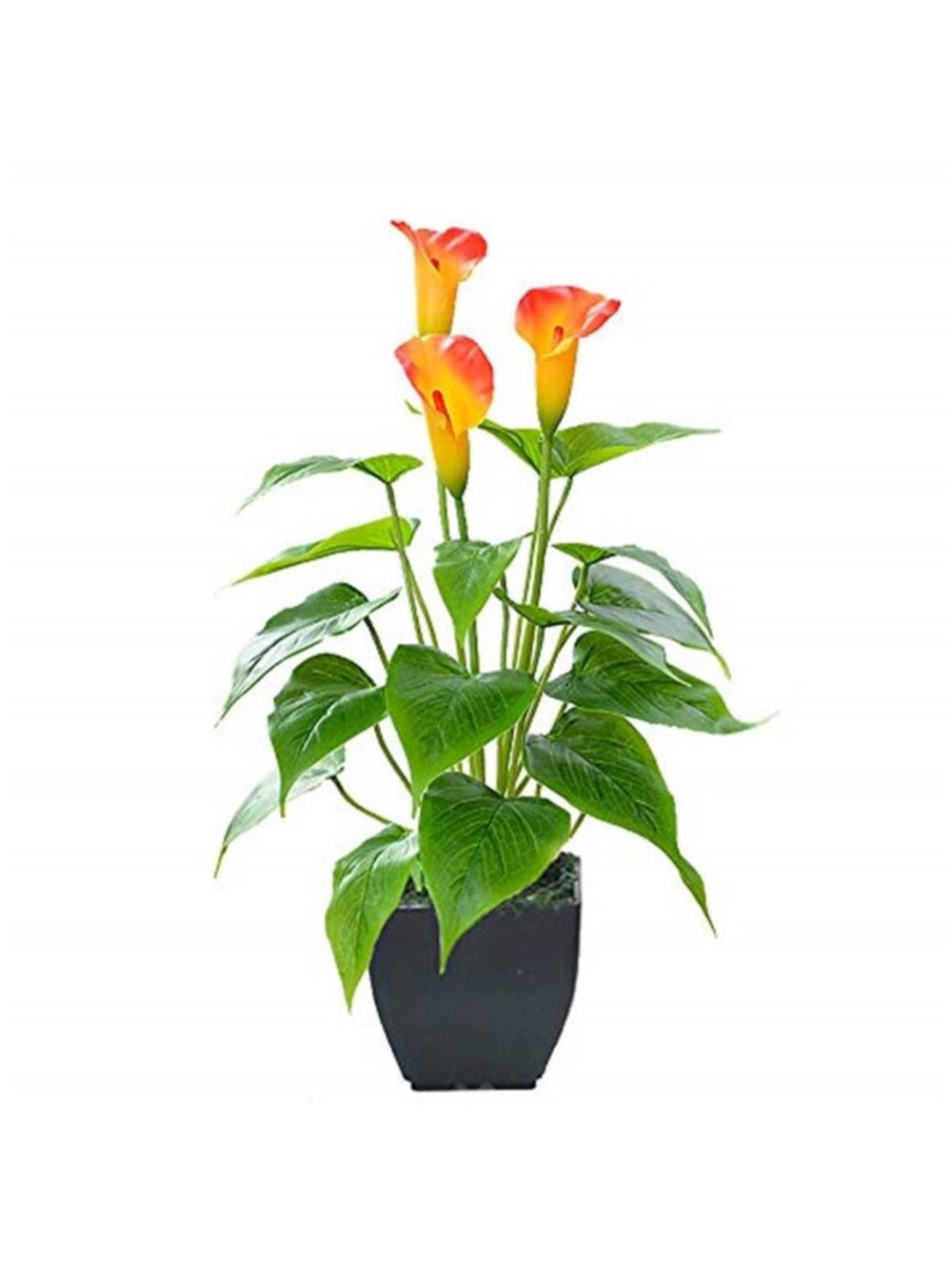 Artificial calla lily potted plant orange faux flower home office decor